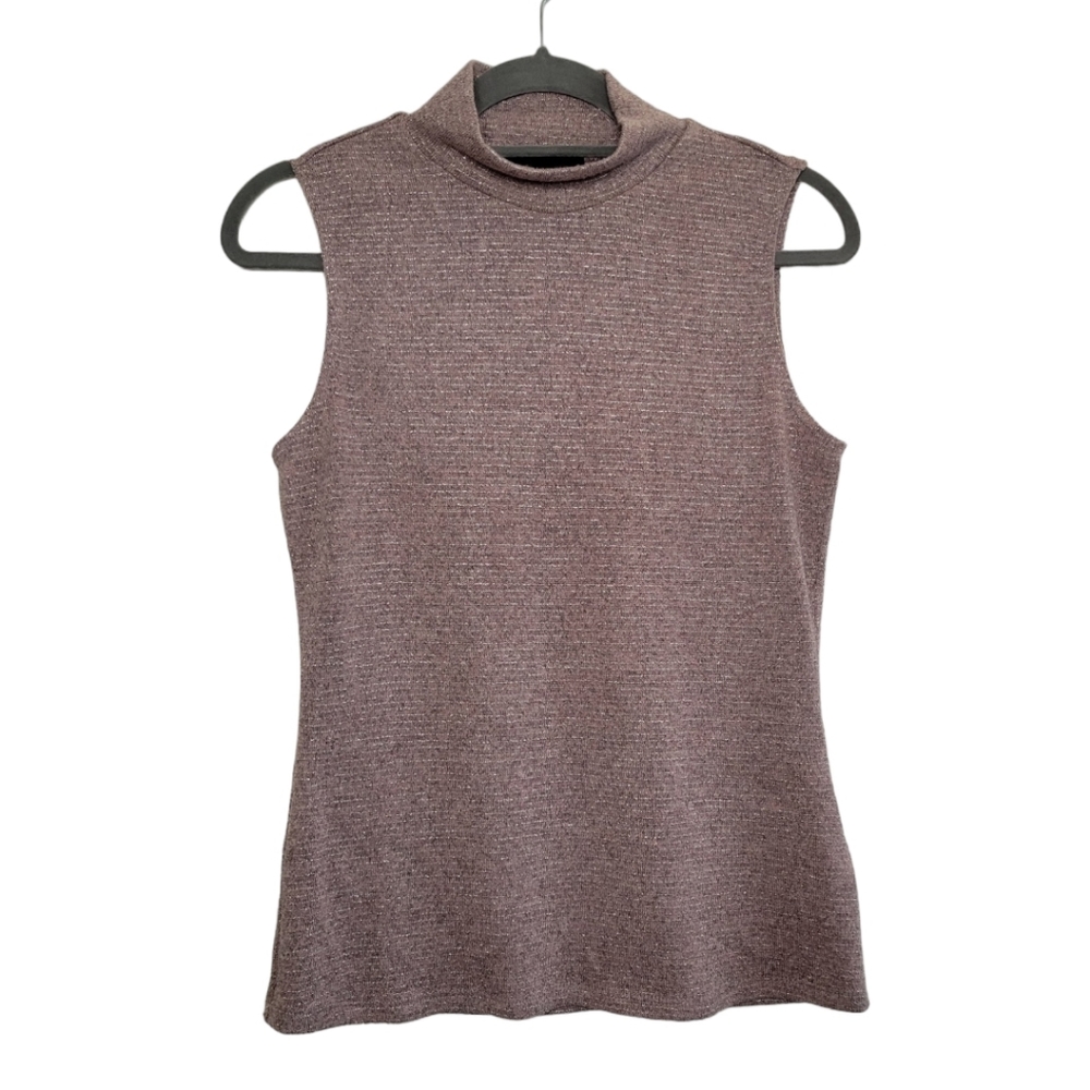 Frank Lyman Sparkly Pink Sleeveles Mock Neck Tank Top Size 8 M